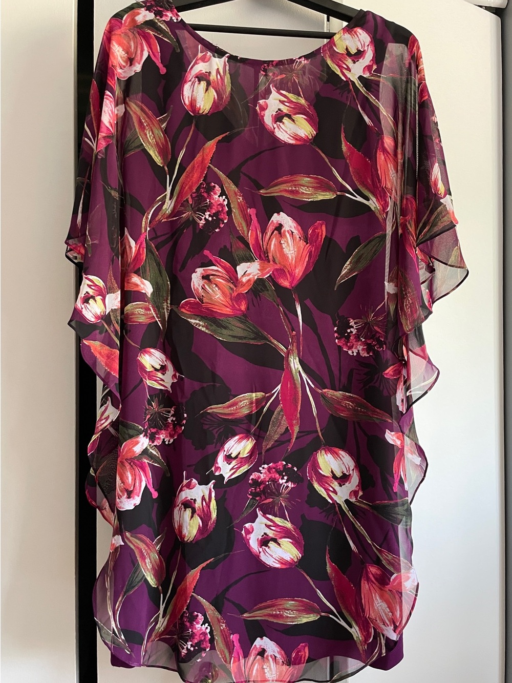 Burgundy Flowy Chiffon Dress, Laura Size 8